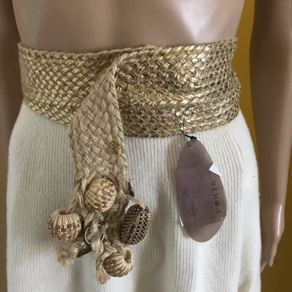 Ports 1961 Moonstones & beads jute woven belt - Picture 1 of 8